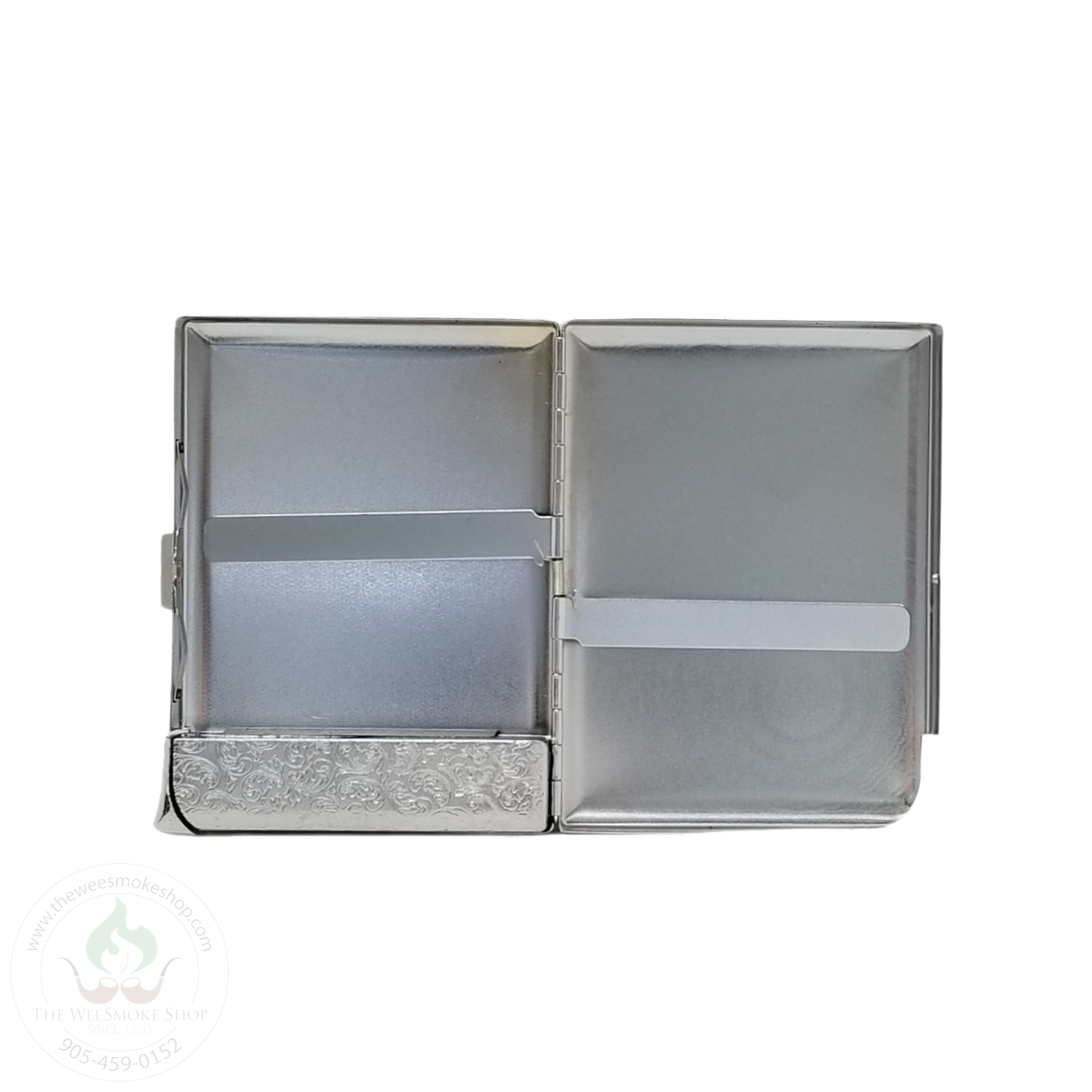 Silver Metal Cigarette Case With Lighter-storage-The Wee Smoke Shop