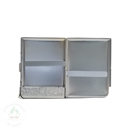 Silver Metal Cigarette Case With Lighter-storage-The Wee Smoke Shop