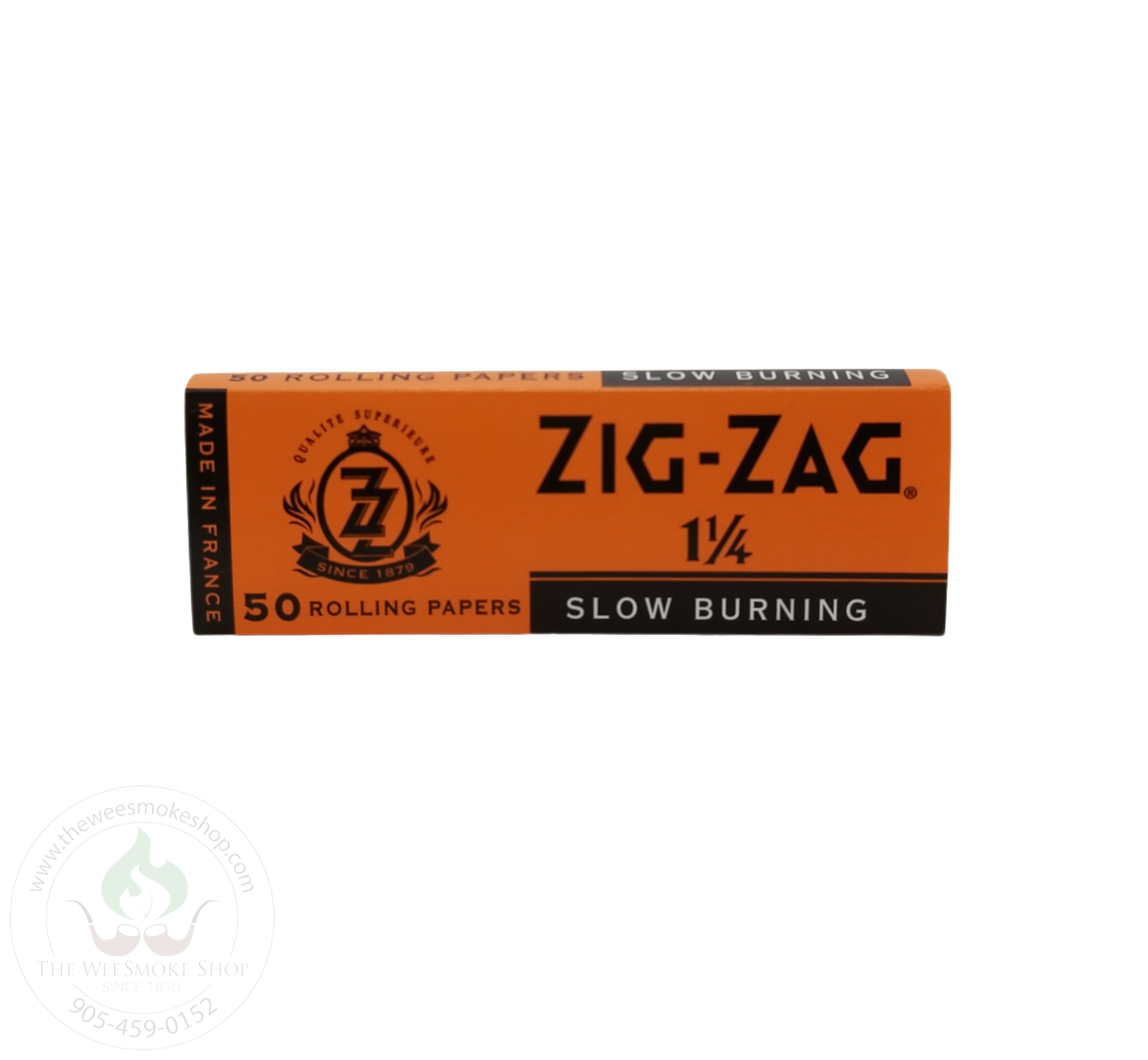 Zig Zag Orange Rolling Papers-rolling papers that are slow burning in the size 1 1/4. Pack of 50 papers.