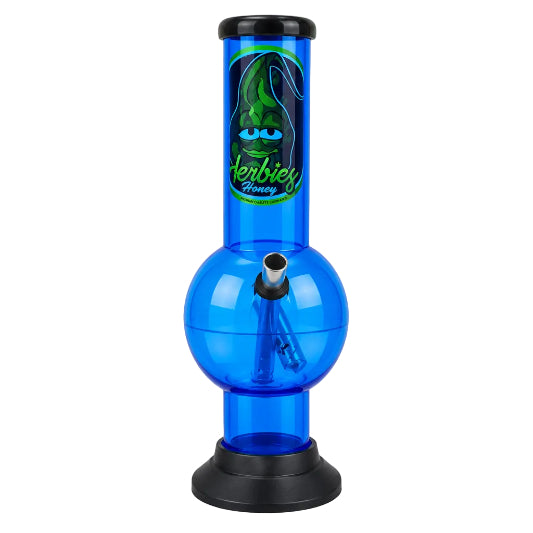 Blue-Herbies Acrylic Bong 10"-Acrylic bong on clear background