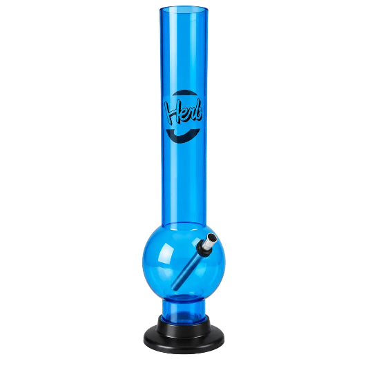 Blue Herbies 15" Acrylic Bong-Bong on clear background