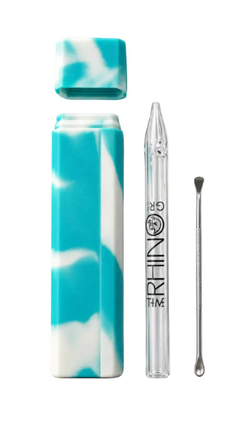 A collection of silicone dab straw kits in various colors with a stainless steel dabber tool.