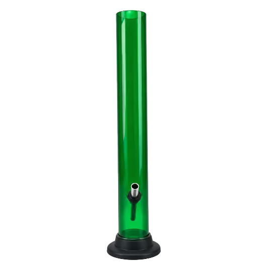 Herbies 15" Acrylic Straight Shooter Bong - Green on clear background