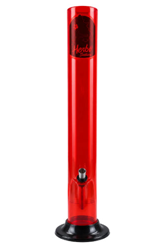 Herbies 15" Acrylic Straight Shooter Bong - red on clear background