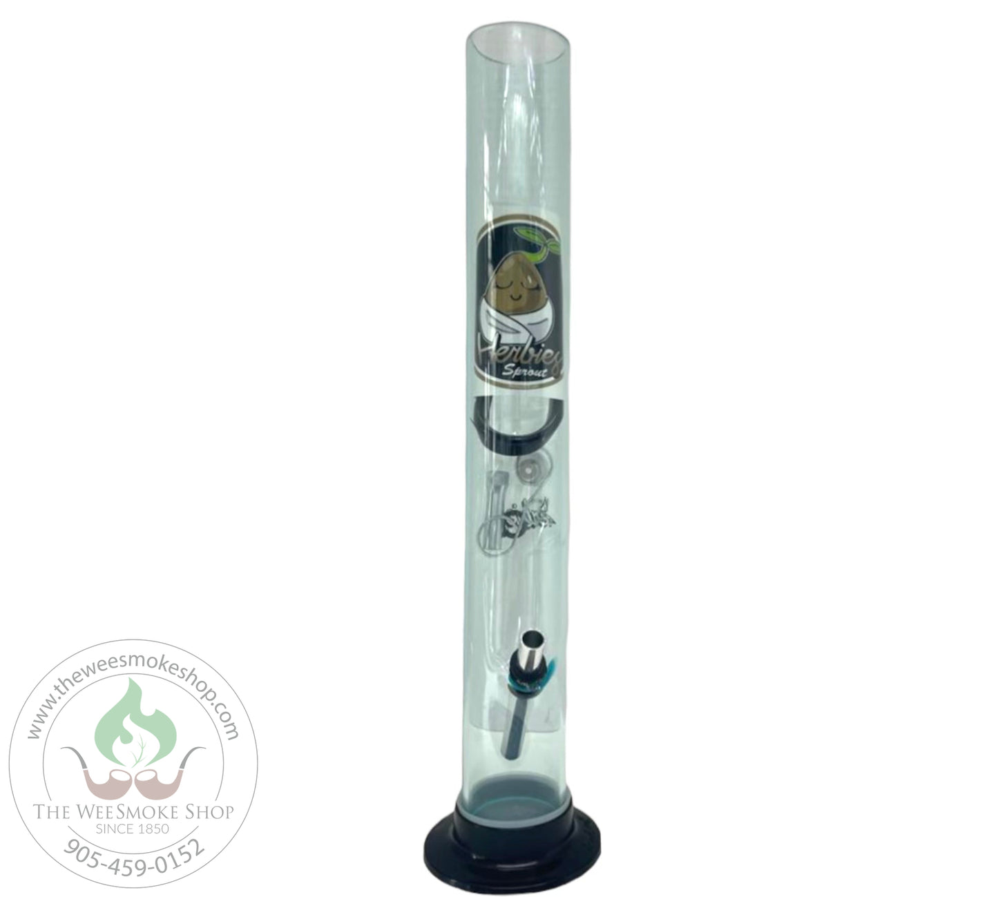 Herbies 15" Acrylic Straight Shooter Bong -Clear - The Wee Smoke Shop