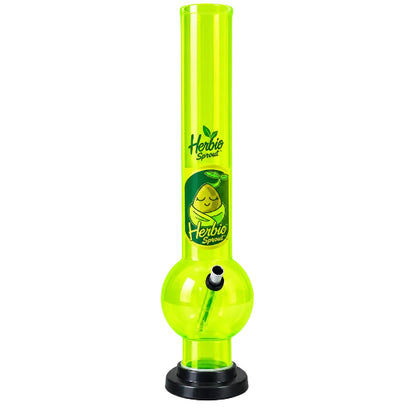 Light Green Herbies 15" Acrylic Bong on clear background