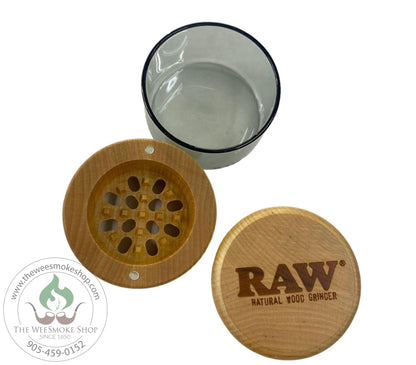 Raw Wood and Glass 3-Part Grinder-Black-Raw-The Wee Smoke Shop