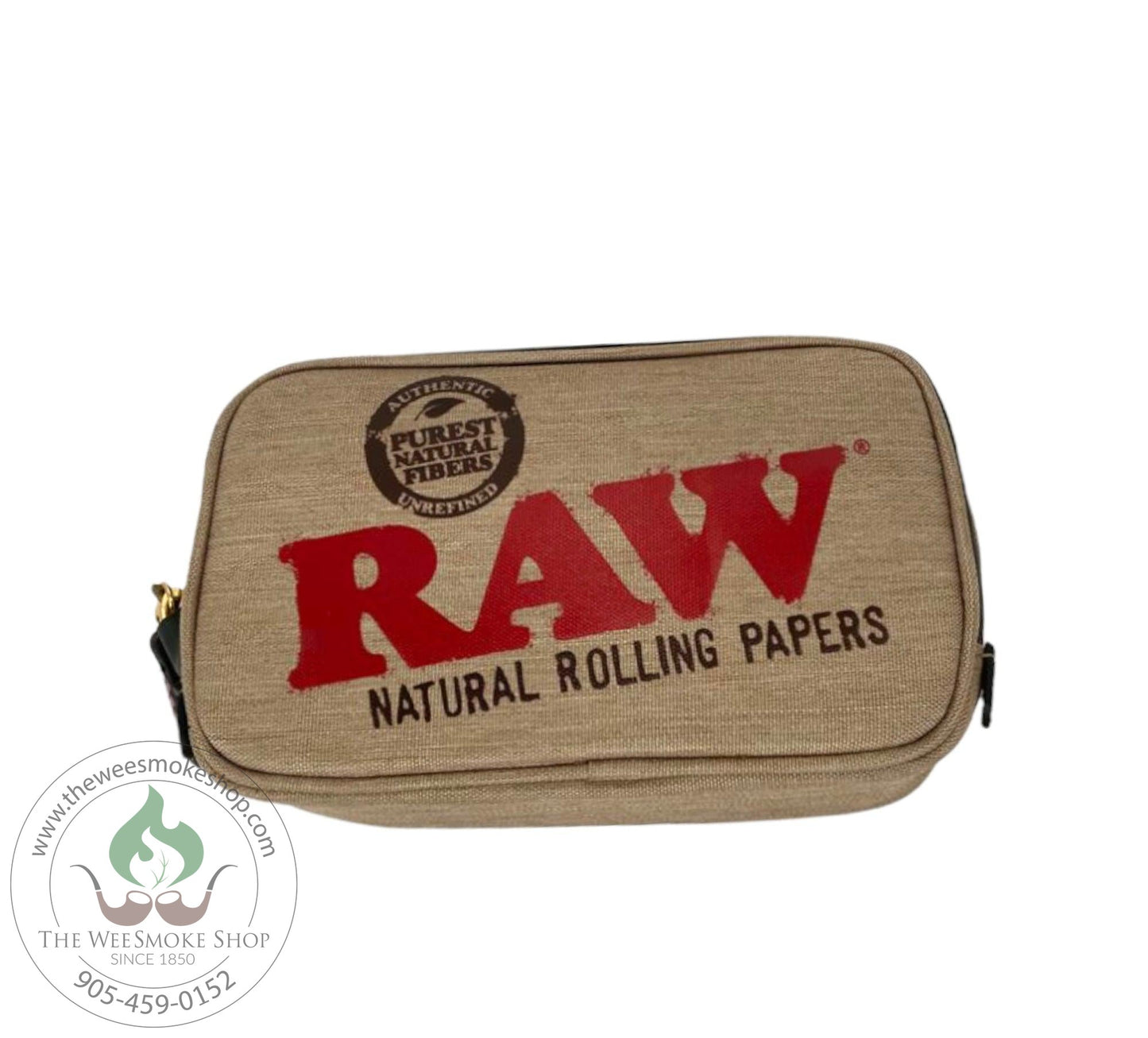 Brown Raw Smell Proof Pouch with raw written in red - Wee Smoke Shop