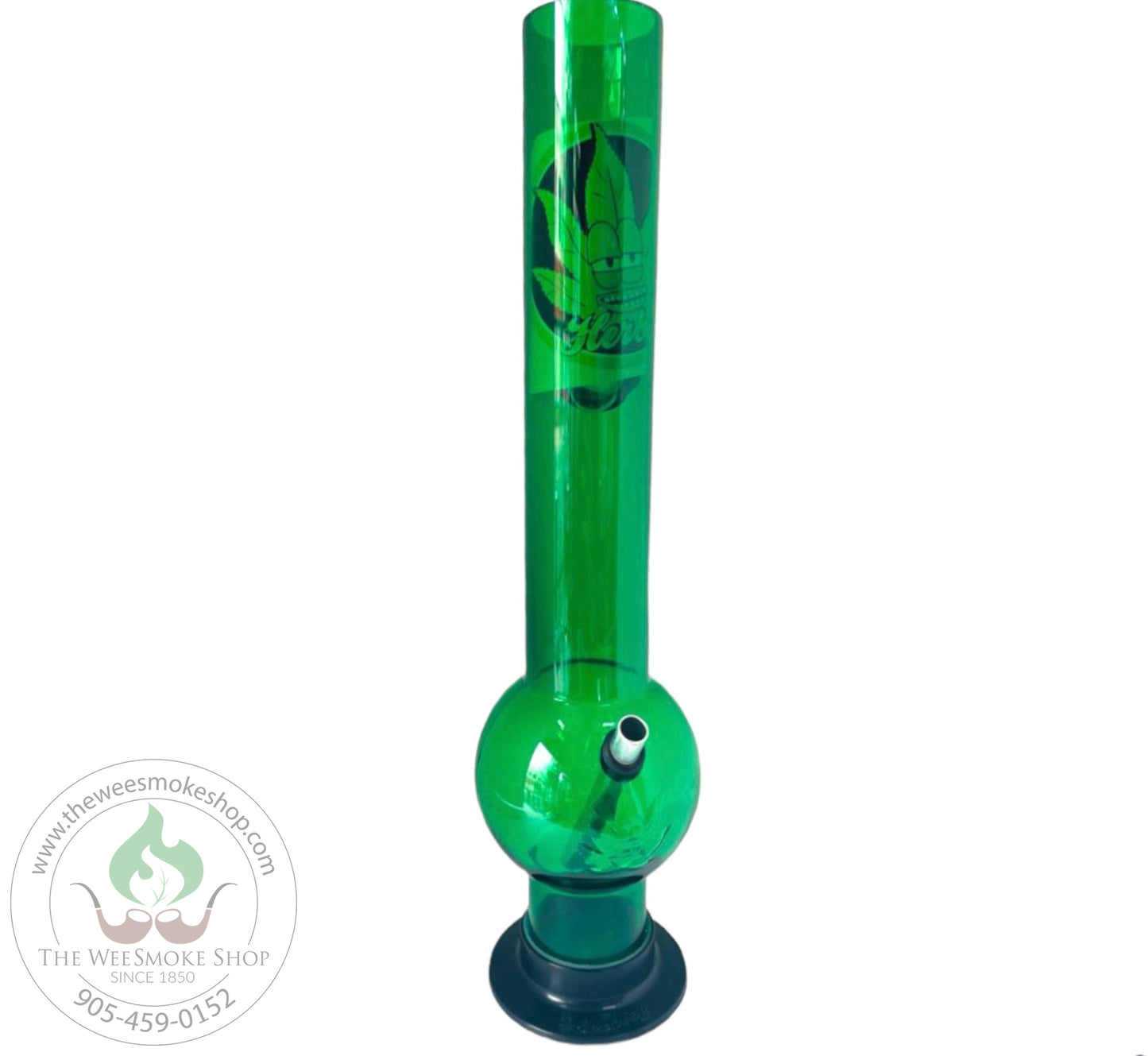 Green Herbies 15" Acrylic Bong-Bongs-The Wee Smoke Shop