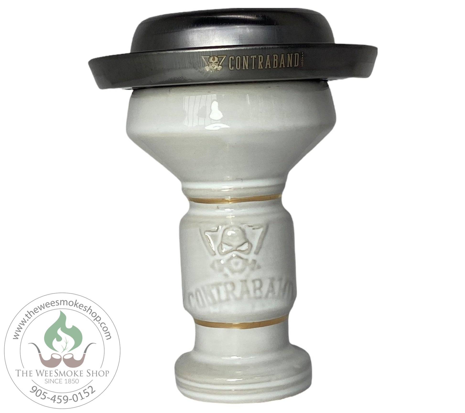 White Contraband Hookah Bowl with Heat Management Device - Hookah Accessories - Wee Smoke Shop
