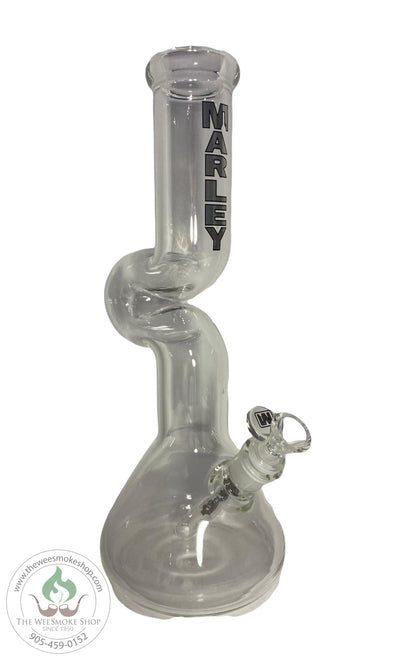 Silver Marley 14" One Tier Rounded Bottom Zong - Glass Bong - The Wee Smoke Shop