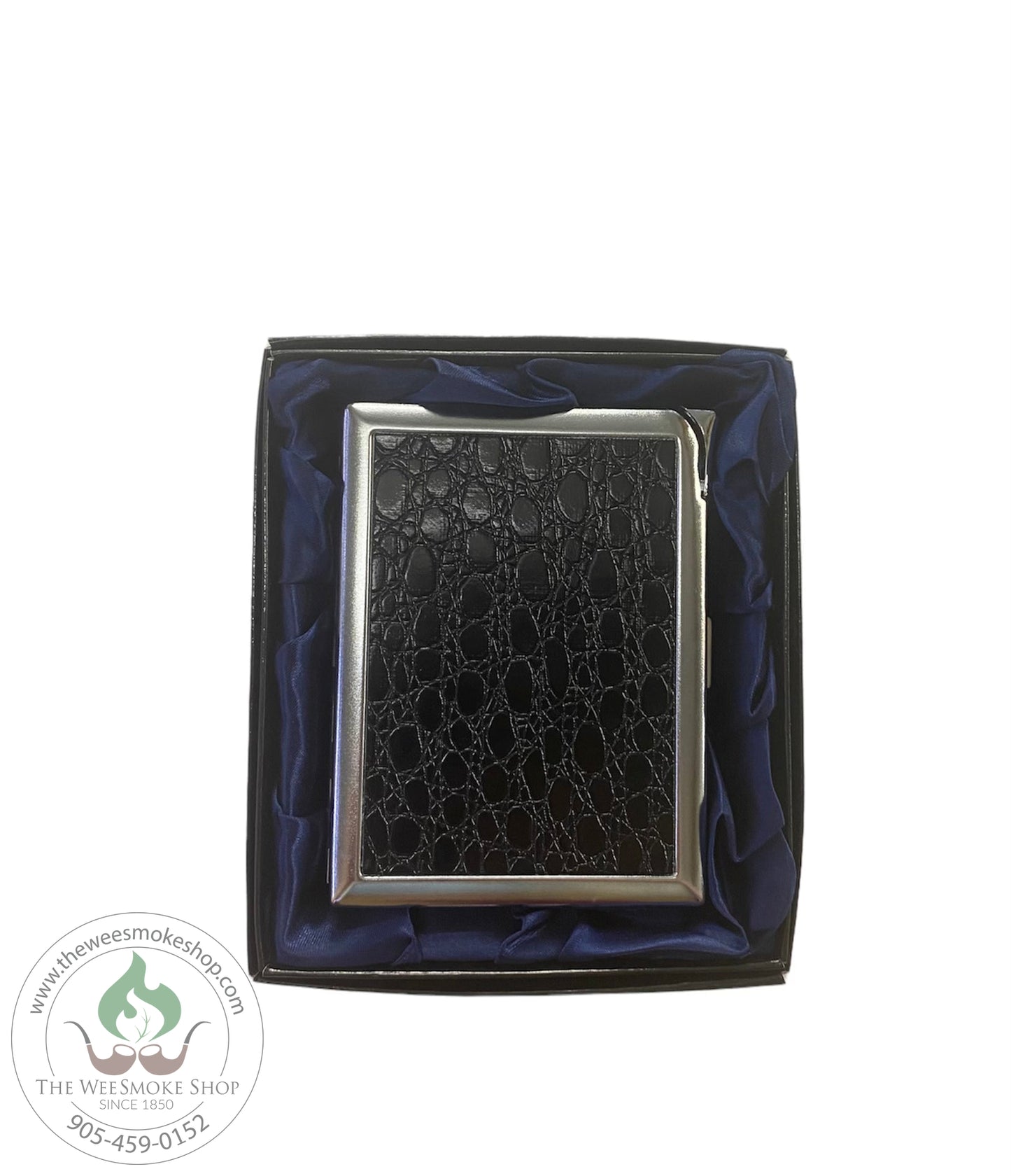 Black Metal Cigarette Case With Lighter-storage-The Wee Smoke Shop