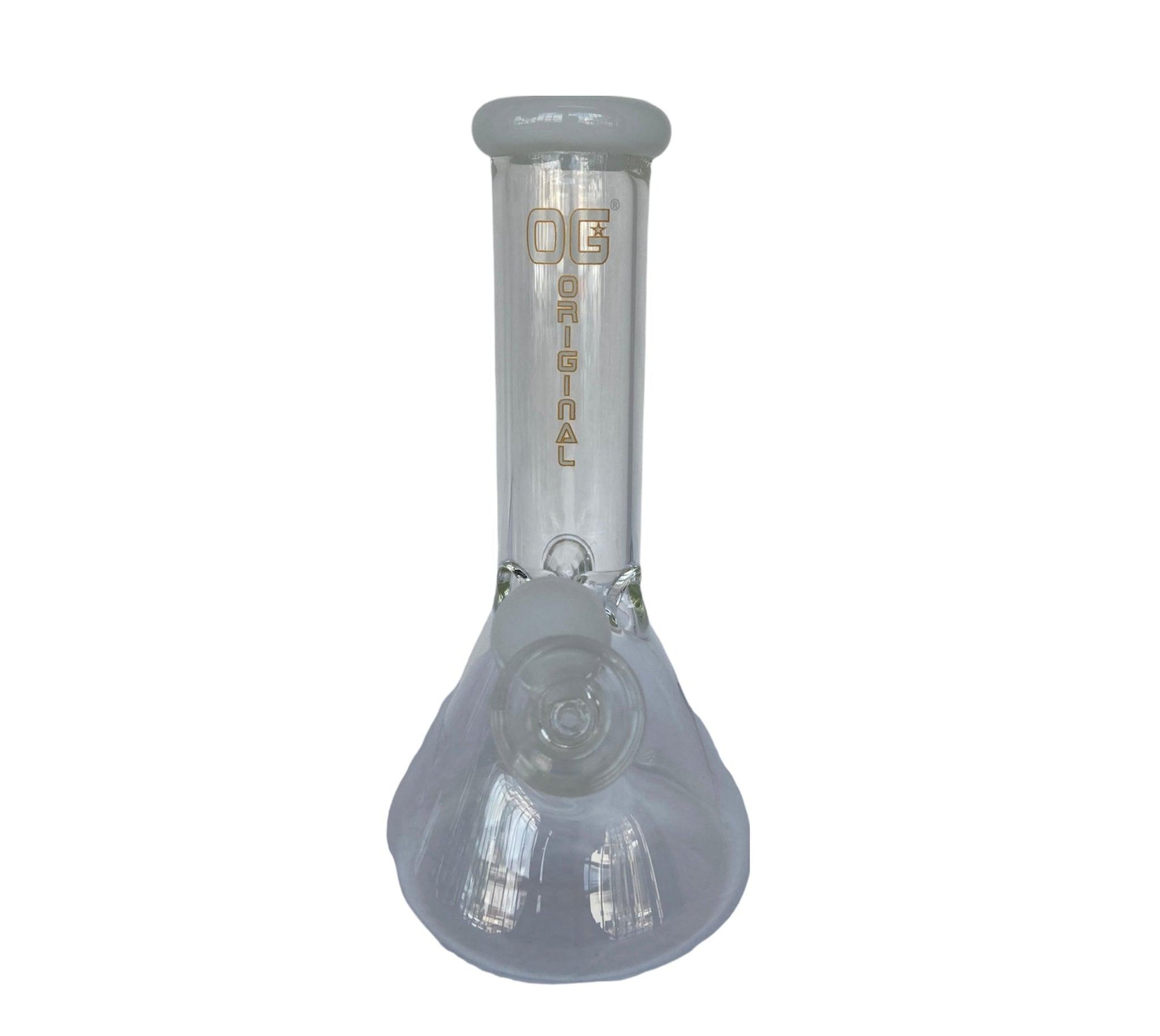 White OG Mini Beaker Bong (8") - Glass Bong - The Wee Smoke Shop