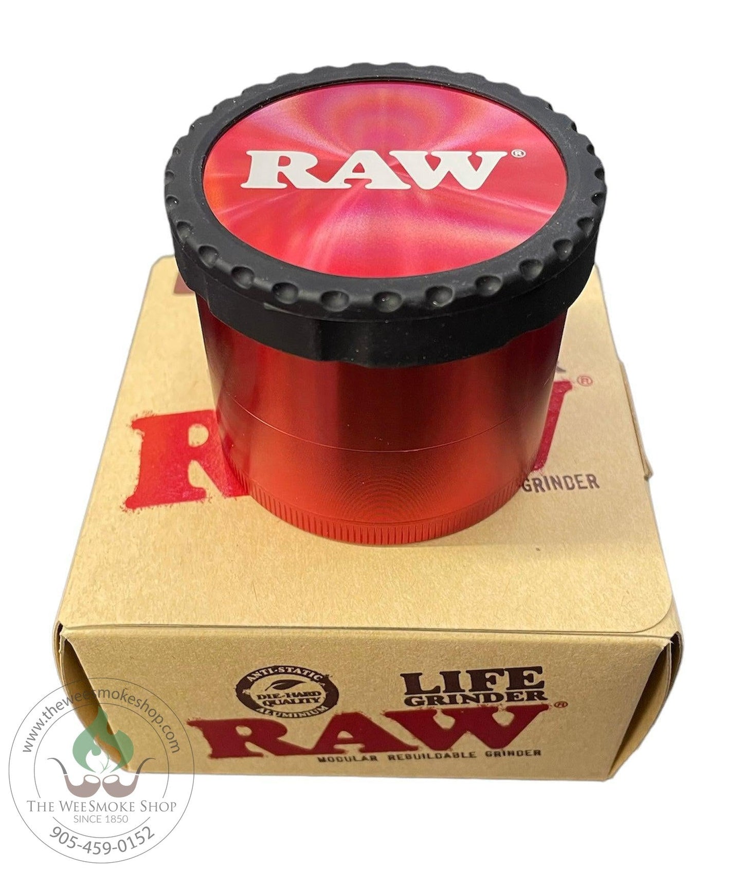 RAW LIFE Grinder-Red-4part Grinders-The Wee Smoke Shop
