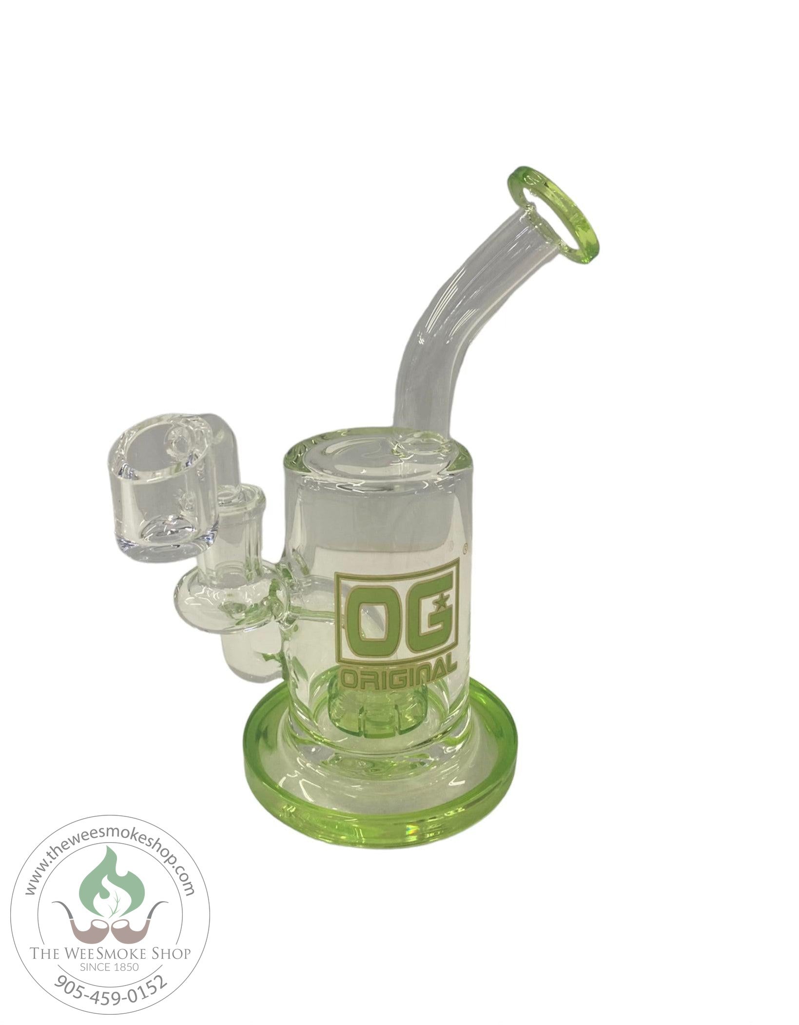 OG 8" Dab Rig with Colourful Showerhead Perc Green - Wee Smoke Shop