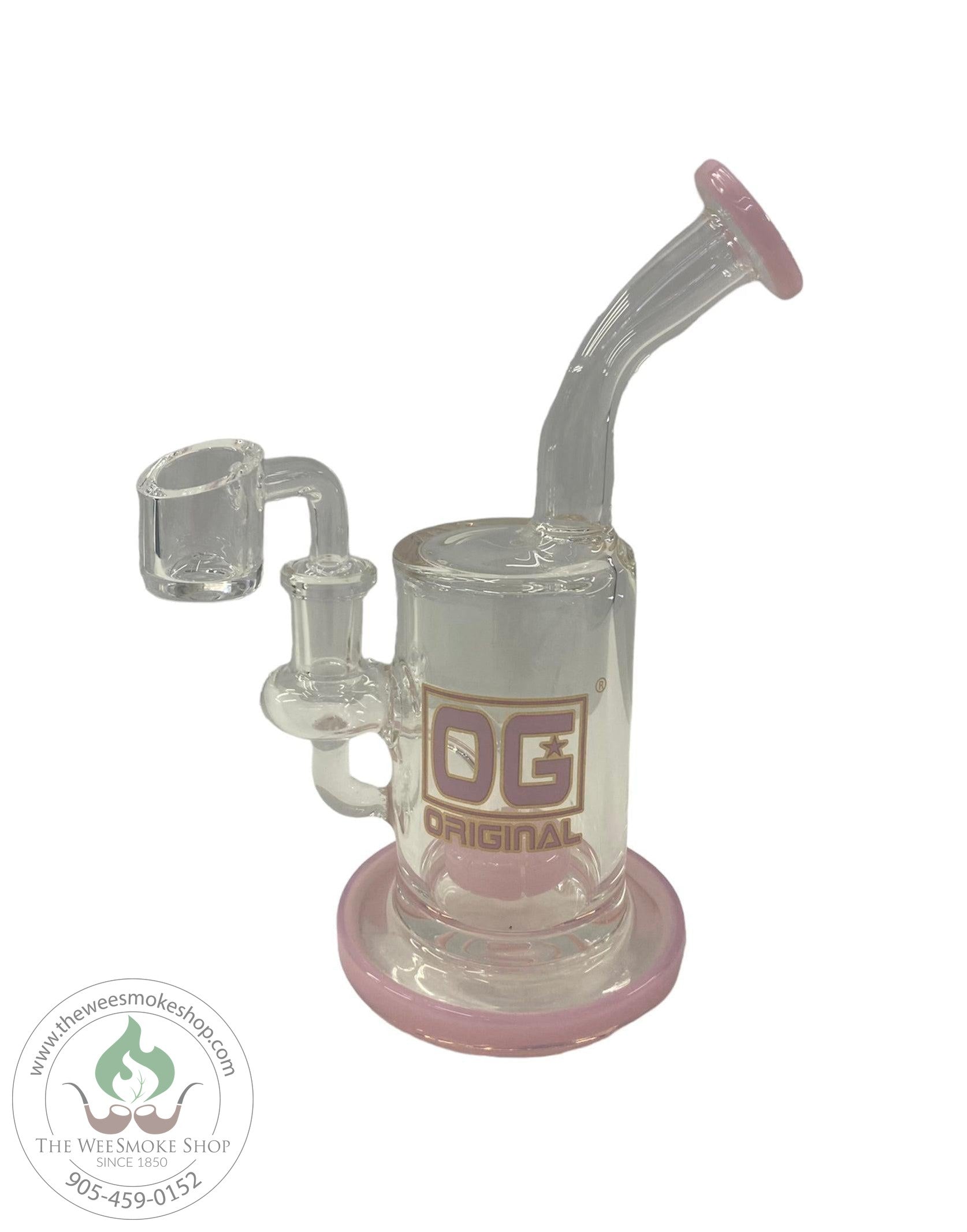 OG 8" Dab Rig with Colourful Showerhead Perc Pink - Wee Smoke Shop