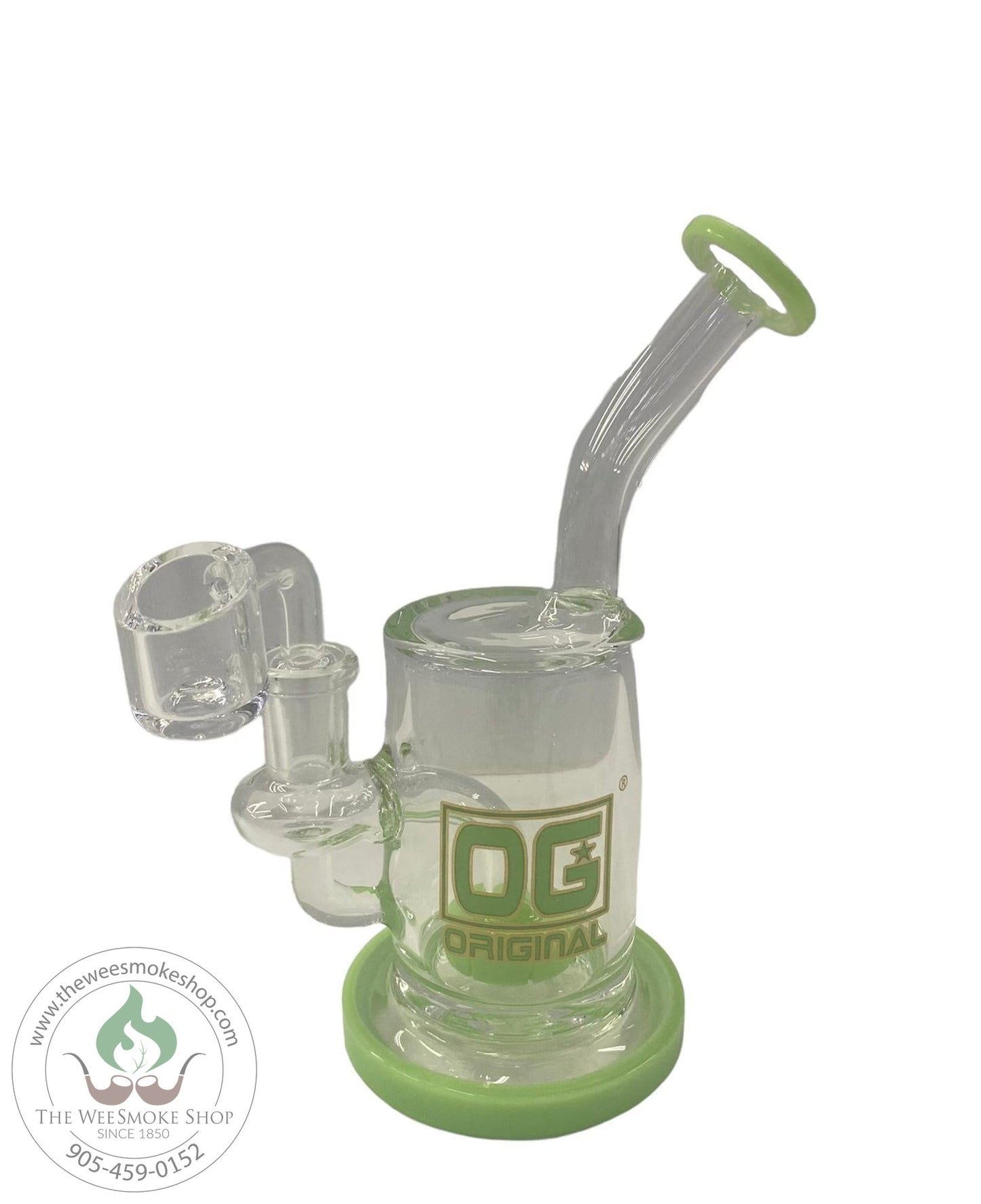 OG 8" Dab Rig with Colourful Showerhead Perc Light Green - Wee Smoke Shop