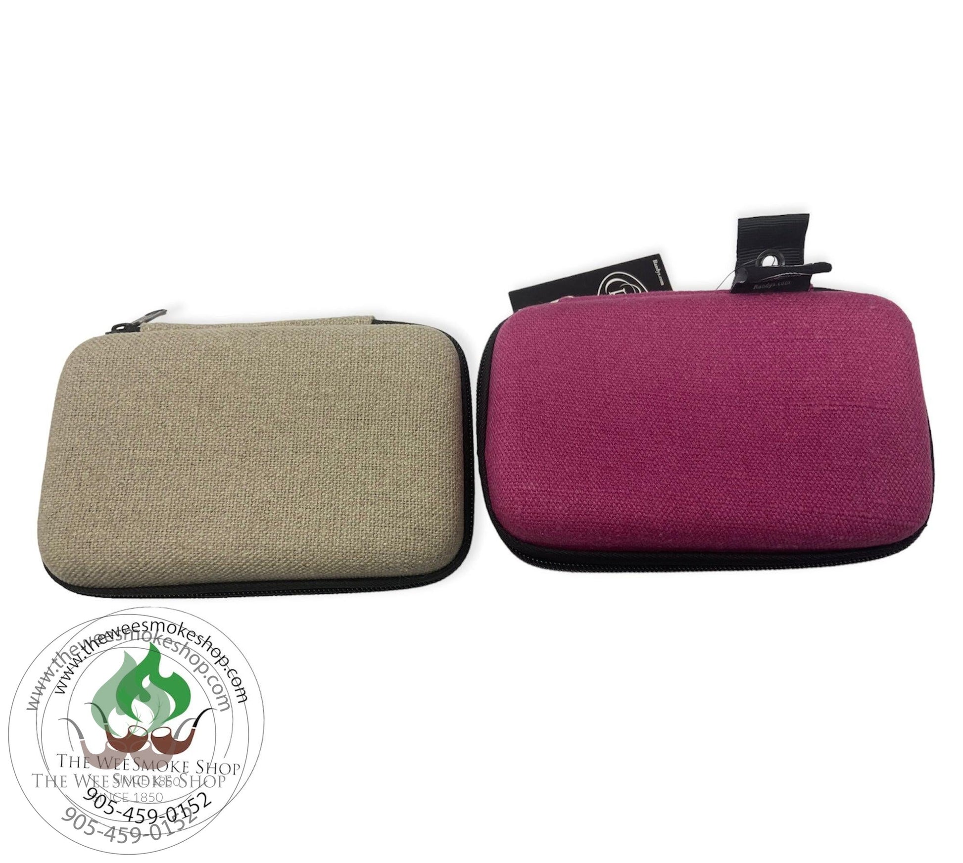 Randys 4" x 6" Hemp Storage Case-Beige on the left, Pink on the right