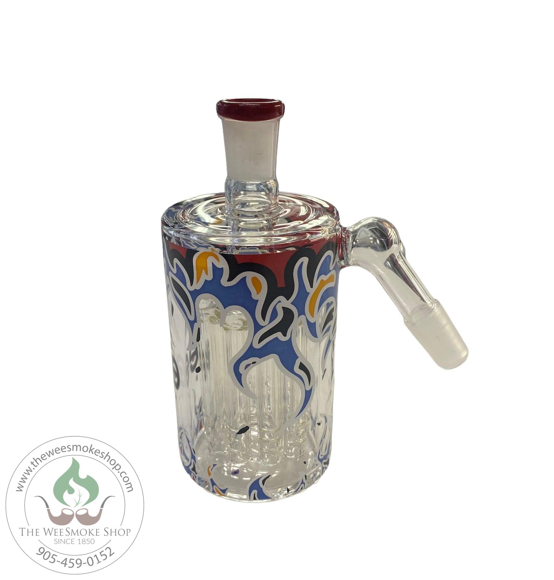 Cheech (14mm) Flame Design Ash Catcher (45 Degree)-Blue -Ash Catchers- The Wee Smoke Shop