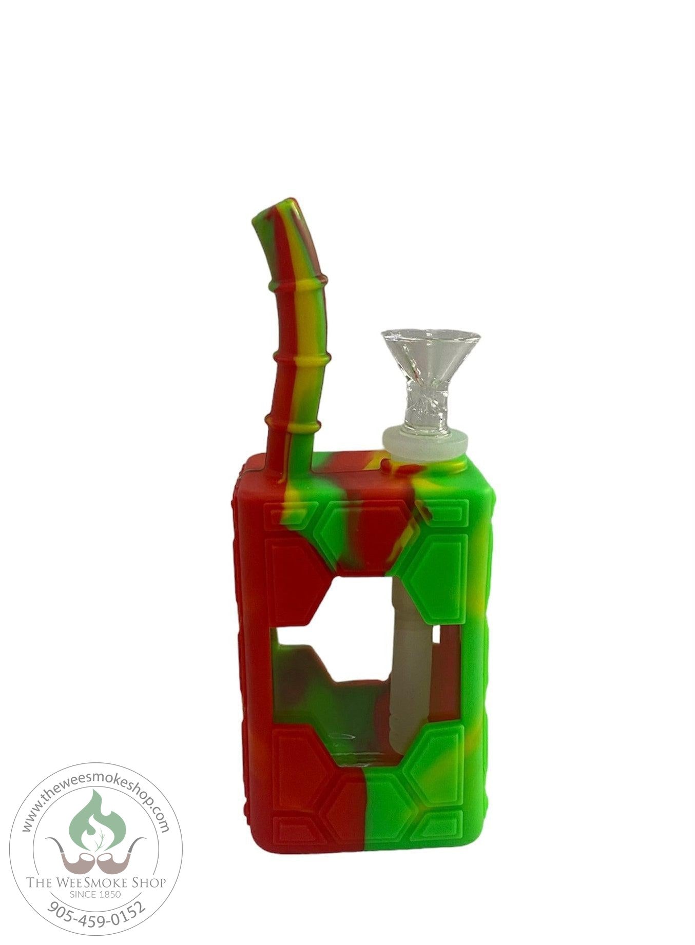 Multicolored  Glass and Silicone Bong (7'')