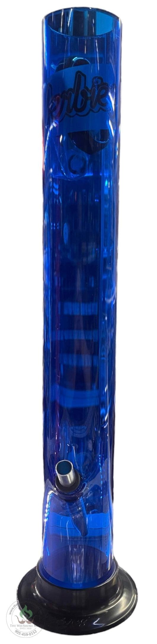 Herbies 15" Acrylic Straight Shooter Bong - Blue - The Wee Smoke Shop