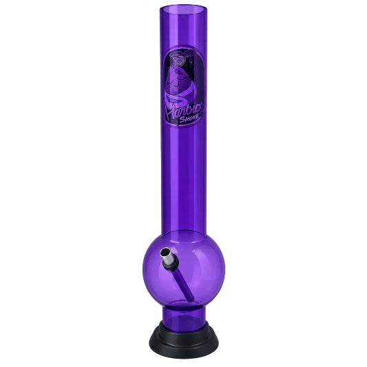 Purple Herbies 15" Acrylic Bong on clear background