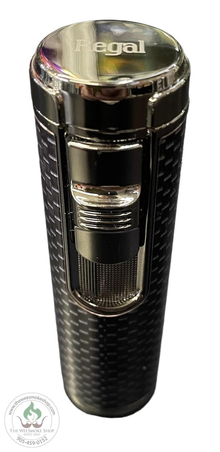 Black Patterned Regal Cylinder Quad Flame Torch - Torch Lighter - Wee Smoke Shop