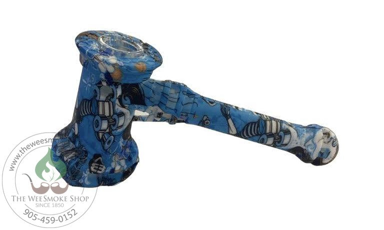 HIT Silicone Hammer Pipe-Blue Graffiti-The Wee Smoke Shop