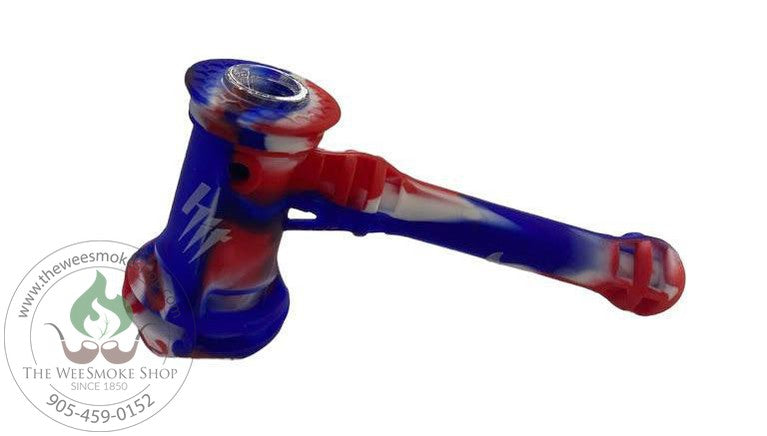 HIT Silicone Hammer Pipe-Blue/Red/White-The Wee Smoke Shop
