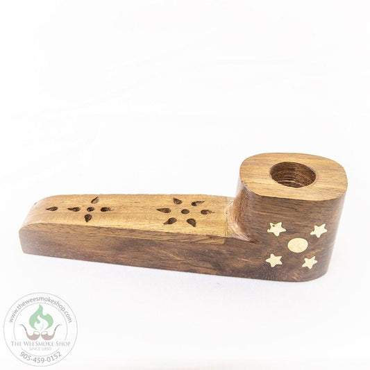 Carved Wood Hand Pipe (4")-Pipe-The Wee Smoke Shop