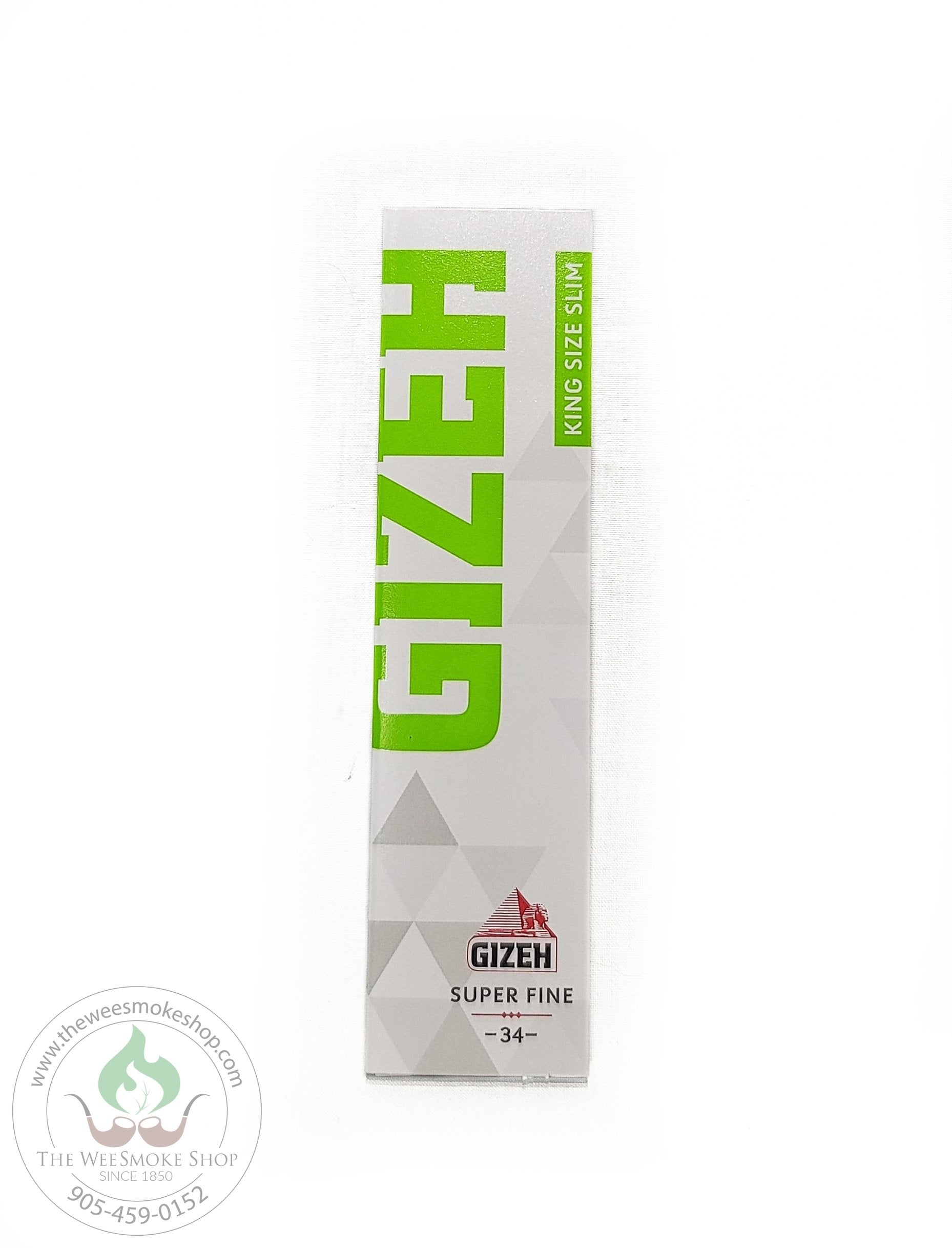 Gizeh Super Fine Rolling Papers. Green and white pack. King size slim The Wee Smoke Shop