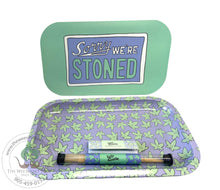 Sorry we're Stoned magnetic tray with lid. Comes with 3 pre rolled cones and a pack of 1 1/4 papers.