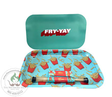 Fry-Yay magnetic tray with lid. Comes with 3 pre rolled cones and a pack of 1 1/4 papers.