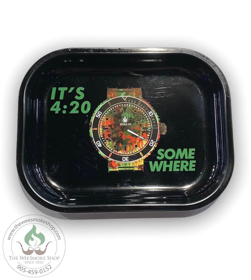 Its 420 somewhere mini rolling tray. Clock design in middle