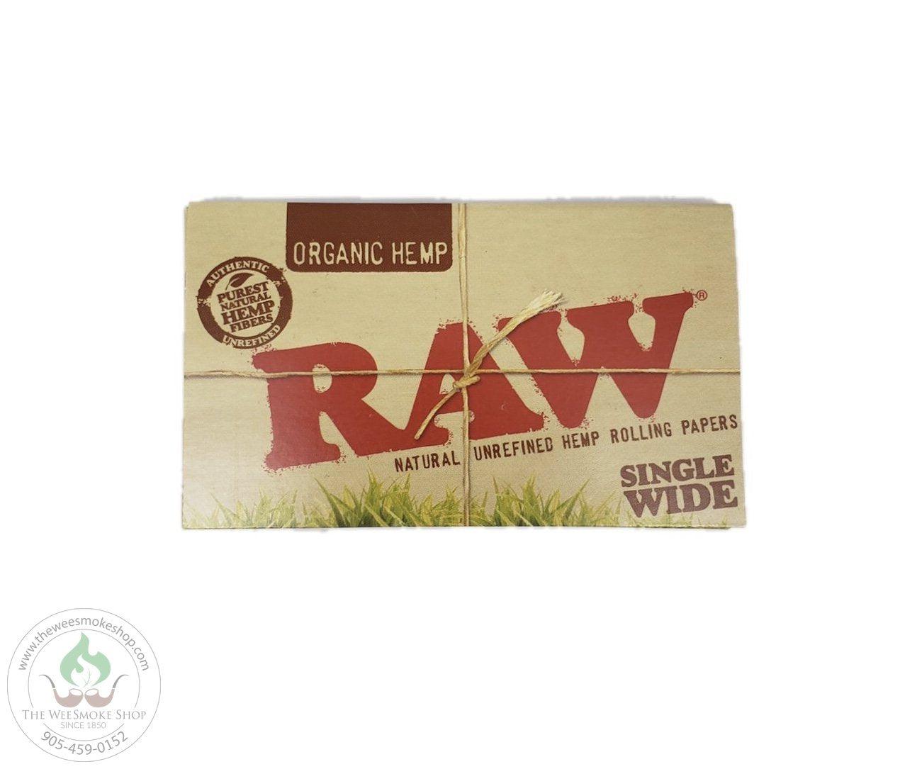 RAW Organic Hemp Rolling Papers. Single wide Double Window.